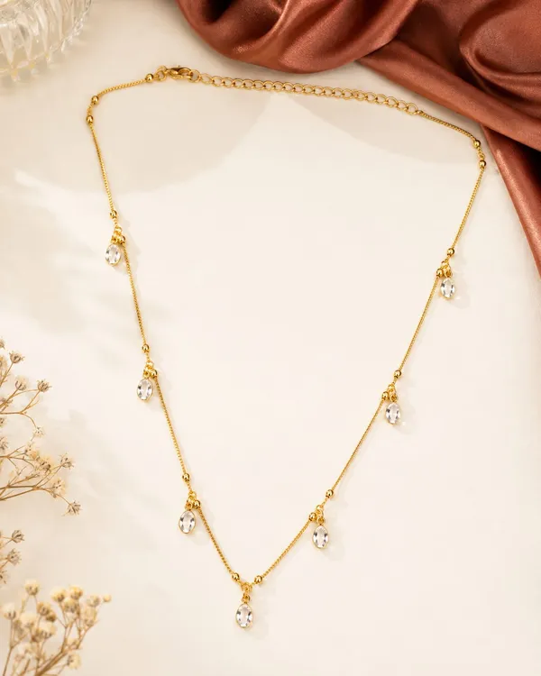 Gold_Tone_Teardrop_Charm_Necklace_for_Women