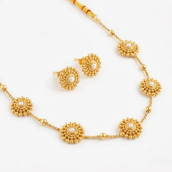 Gold_Tone_Floral_Necklace_And_Earrings_Set_for_Women