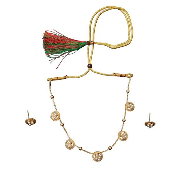 Gold_Tone_Pearl_Necklace_And_Earrings_Set_for_Women