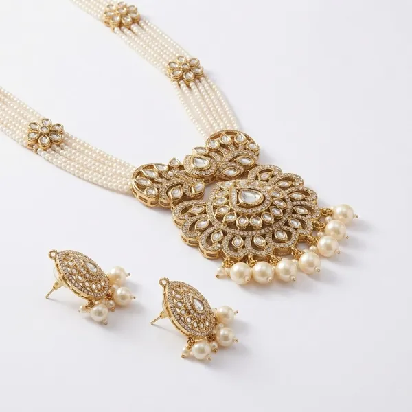 Gold_Tone_Pearl_Layered_Necklace_Set_For_Women