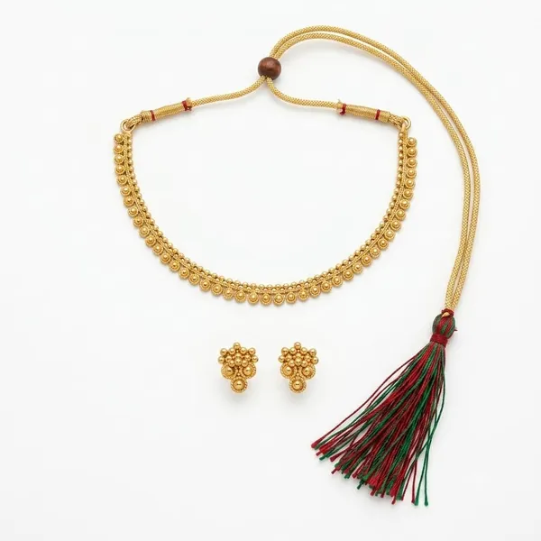 Gold-Toned_Traditional_Necklace_And_Earrings_Set_For_Women