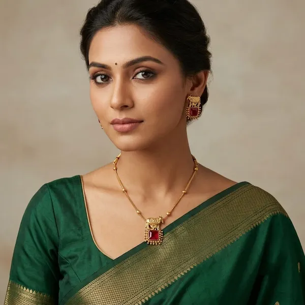Gold-Tone_Traditional_Necklace_And_Earrings_Set_For_Women
