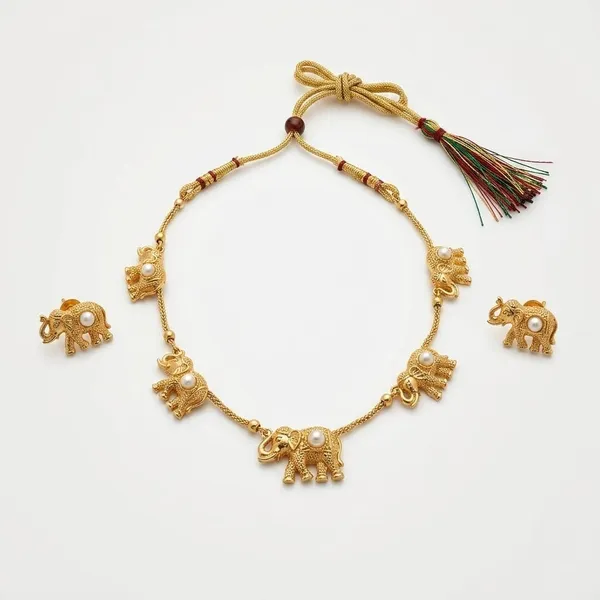 Gold-Tone_Elephant_Motif_Necklace_And_Earrings_Set_for_Women