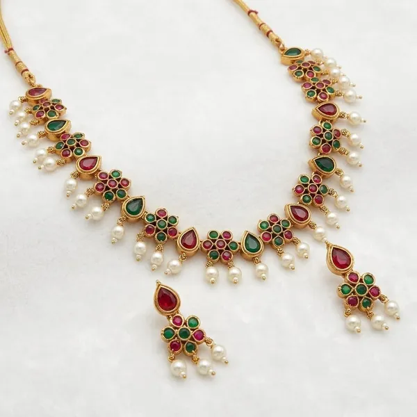 Gold_Tone_Multicolour_Stone_Necklace_And_Earrings_Set_for_Women