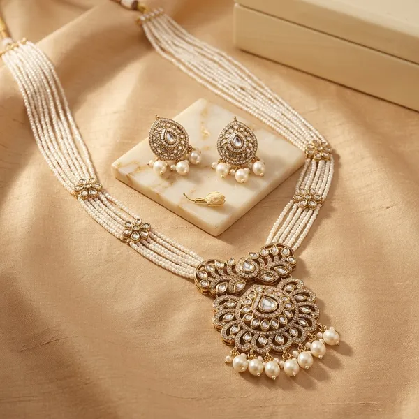 Gold_Tone_Pearl_Layered_Necklace_Set_For_Women