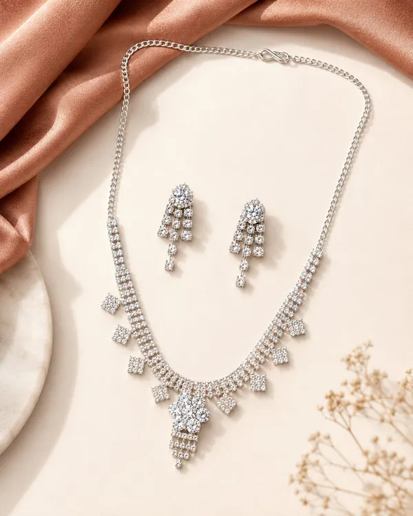 Silver-Tone_Stone_Necklace_And_Earrings_Set_for_Women