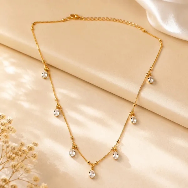 Gold_Tone_Teardrop_Charm_Necklace_for_Women