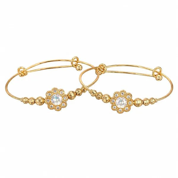 Gold-Tone_Stainless_Steel_Floral_Bracelet_Set_for_Women