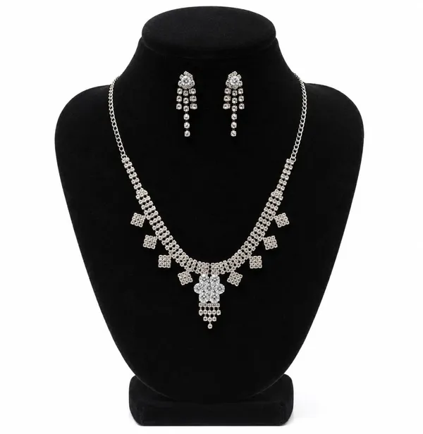 Silver-Tone_Stone_Necklace_And_Earrings_Set_for_Women