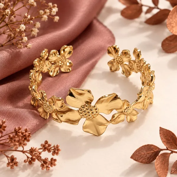 Gold_Tone_Floral_Bracelet_for_Women