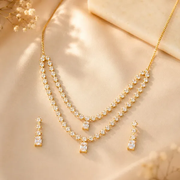 Gold_Tone_Crystal_Necklace_And_Earrings_Set_for_Women