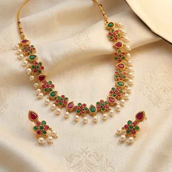Gold_Tone_Multicolour_Stone_Necklace_And_Earrings_Set_for_Women