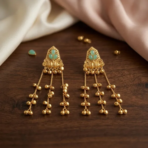 Gold_Tone_Green_Stone_Long_Drop_Earrings_for_Women