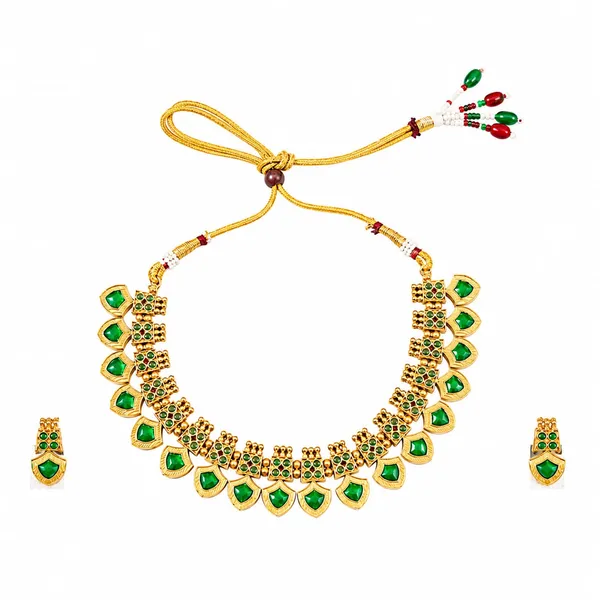 Green_Gold_Tone_Necklace_Set_for_Women