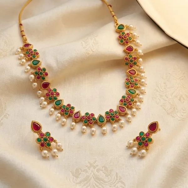 Gold_Tone_Multicolour_Stone_Necklace_And_Earrings_Set_for_Women
