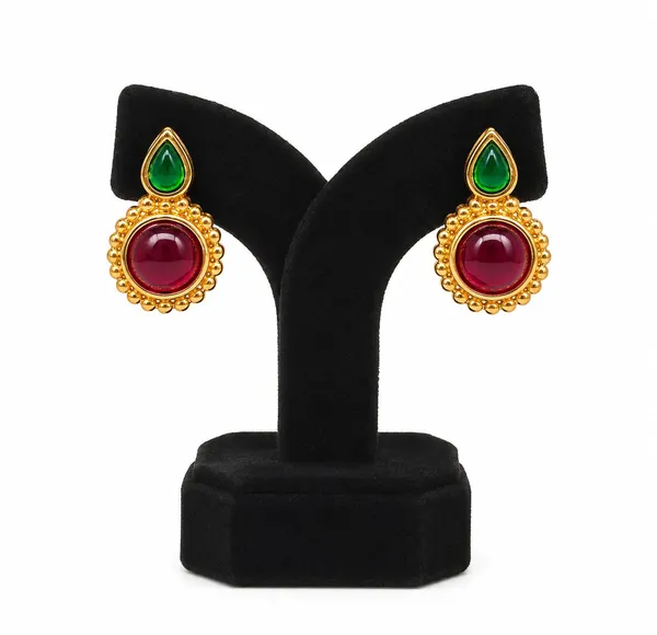 Gold_Tone_Red_Green_Necklace_Set_For_Women