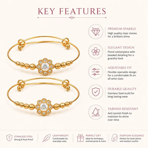 Gold-Tone_Stainless_Steel_Floral_Bracelet_Set_for_Women