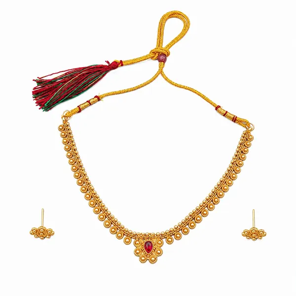 Gold_Tone_Traditional_Necklace_And_Earrings_Set_for_Women