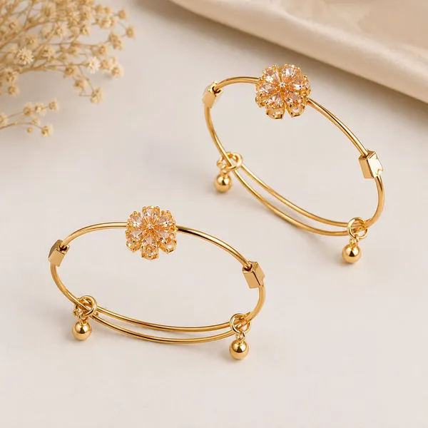 Gold_Tone_Floral_Charm_Bangles_for_Women
