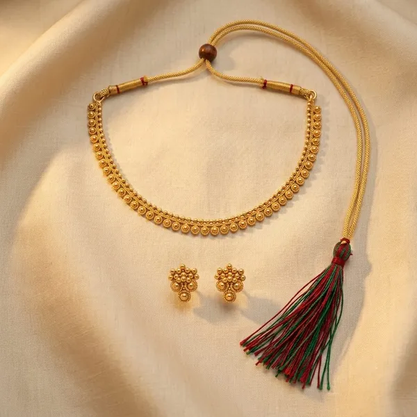 Gold-Toned_Traditional_Necklace_And_Earrings_Set_For_Women
