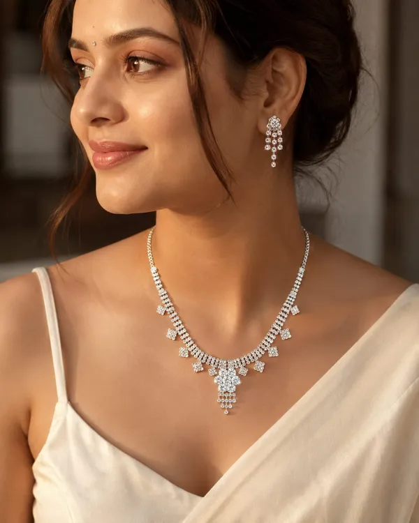 Silver-Tone_Stone_Necklace_And_Earrings_Set_for_Women