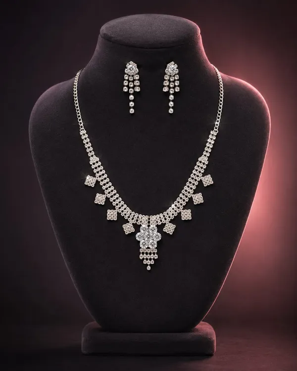 Silver-Tone_Stone_Necklace_And_Earrings_Set_for_Women
