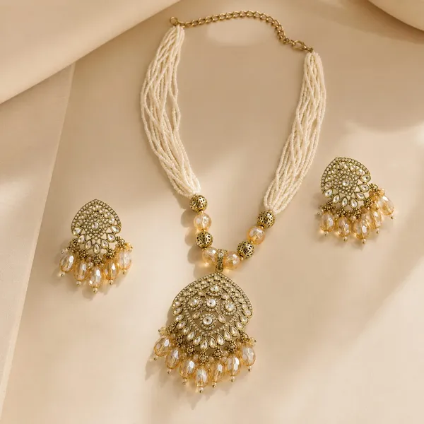 Gold_Tone_Beaded_Traditional_Necklace_Set_For_Women