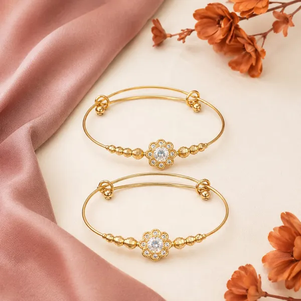 Gold-Tone_Stainless_Steel_Floral_Bracelet_Set_for_Women