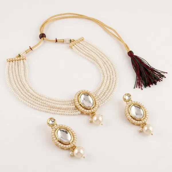 White_Pearl_Kundan_Choker_Necklace_Set_For_Women