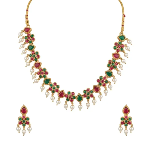 Gold_Tone_Multicolour_Stone_Necklace_And_Earrings_Set_for_Women