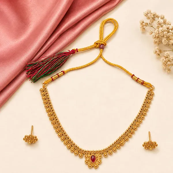 Gold_Tone_Traditional_Necklace_And_Earrings_Set_for_Women