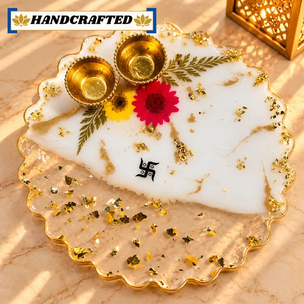 Resin_Floral_Marble_Effect_Pooja_Thali_Set