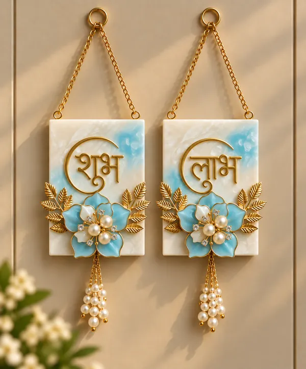 Gold_Tone_Festive_Shubh_Labh_Floral_Wall_Hanging_Set