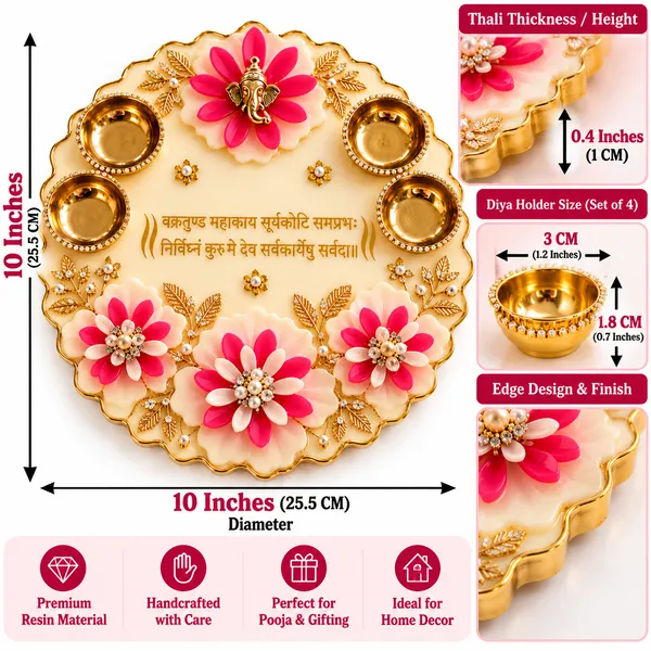 Handcrafted_Resin_Floral_Pooja_Thali_with_Ganesha_Design_&_4_Diya_Holders_–_Premium_Decorative_Thali_for_Pooja,_Diwali_&_Festive_Gifting