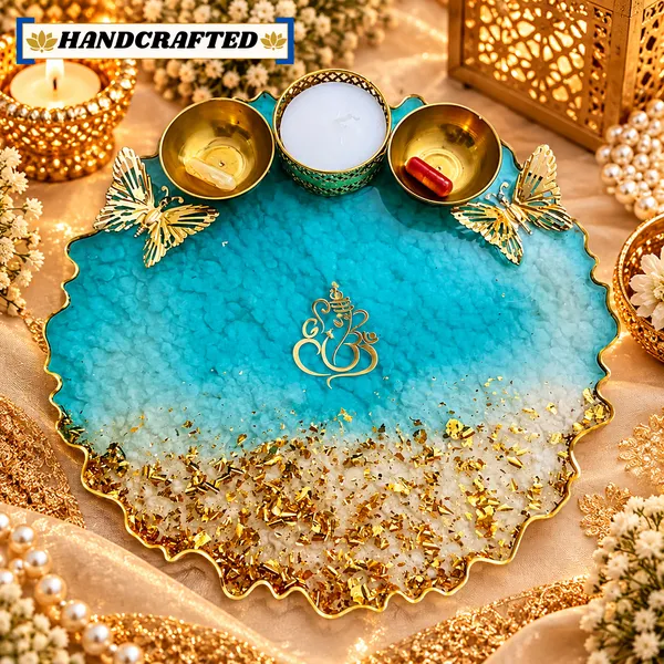 Turquoise_Handcrafted_Decorative_Pooja_Thali_Set