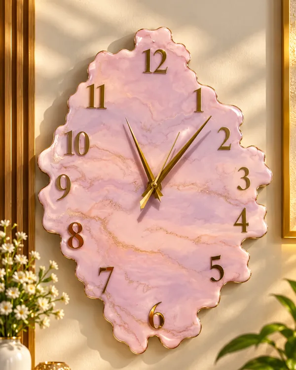 Luxury_Pink_Marble_Resin_Wall_Clock_with_Gold_Numbers_|_Elegant_Handmade_Decorative_Clock