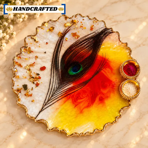 Resin_Traditional_Peacock_Feather_Pooja_Thali_Set