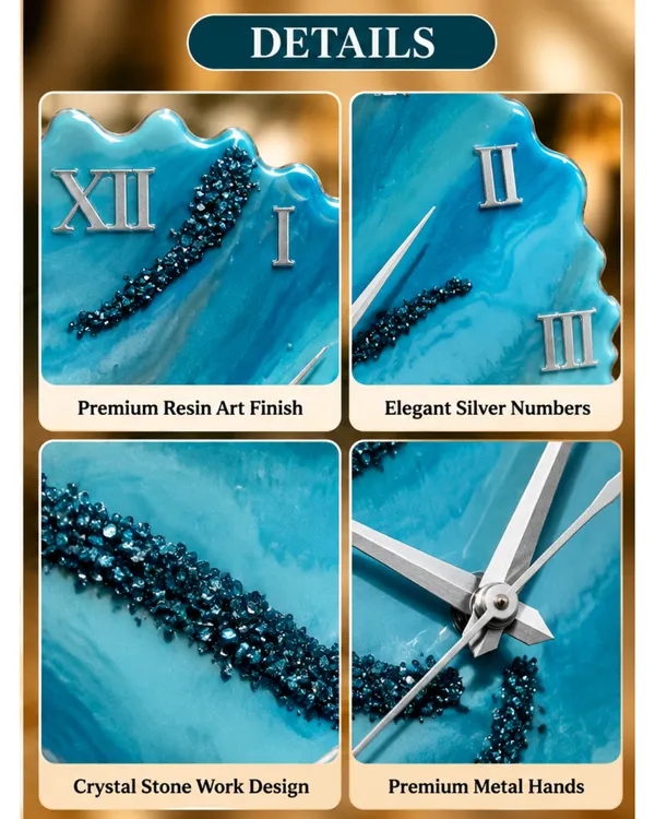 Luxury_Turquoise_Geode_Resin_Wall_Clock_with_Silver_Roman_Numbers_|_Premium_Handmade_Decorative_Clock