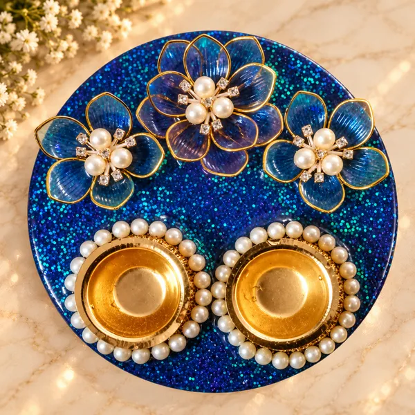 Handcrafted_Blue_Glitter_Resin_Pooja_Thali_with_Floral_Design_&_2_Diya_Holders_–_Premium_Decorative_Thali_for_Pooja,_Diwali_&_Festive_Gifting