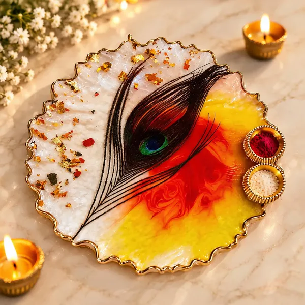 Resin_Traditional_Peacock_Feather_Pooja_Thali_Set