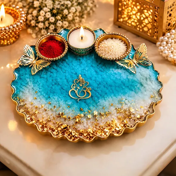 Turquoise_Handcrafted_Decorative_Pooja_Thali_Set