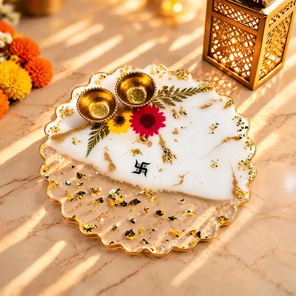 Resin_Floral_Marble_Effect_Pooja_Thali_Set