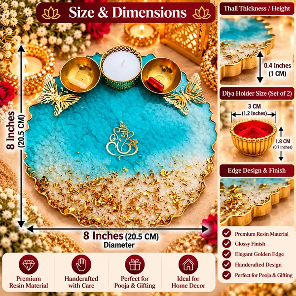 Premium_8×8_Inch_Resin_Pooja_Thali_–_Ganesha_&_Butterfly_Design_with_Gold_Leaf_Detailing