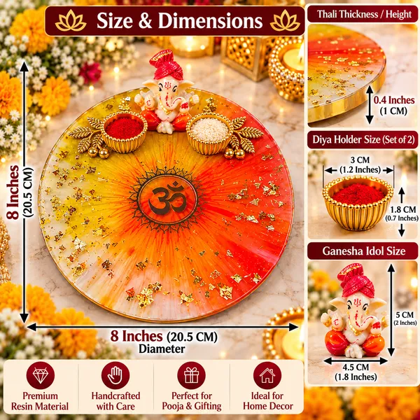 Handcrafted_Resin_Pooja_Thali_Set_with_Ganesha_Idol_&_2_Diya_Holders_–_8_Inch_Round_Decorative_Pooja_Thali_for_Diwali,_Festive_Gifting_&_Home_Decor
