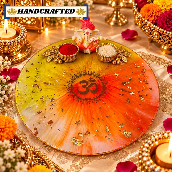 Handcrafted_Resin_Pooja_Thali_Set_with_Ganesha_Idol_&_2_Diya_Holders_–_8_Inch_Round_Decorative_Pooja_Thali_for_Diwali,_Festive_Gifting_&_Home_Decor
