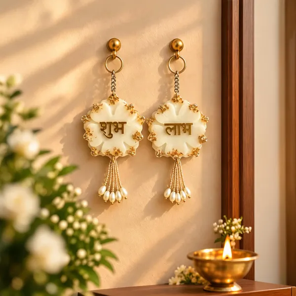 Ivory_Shubh_Labh_Floral_Wall_Hanging_Decor