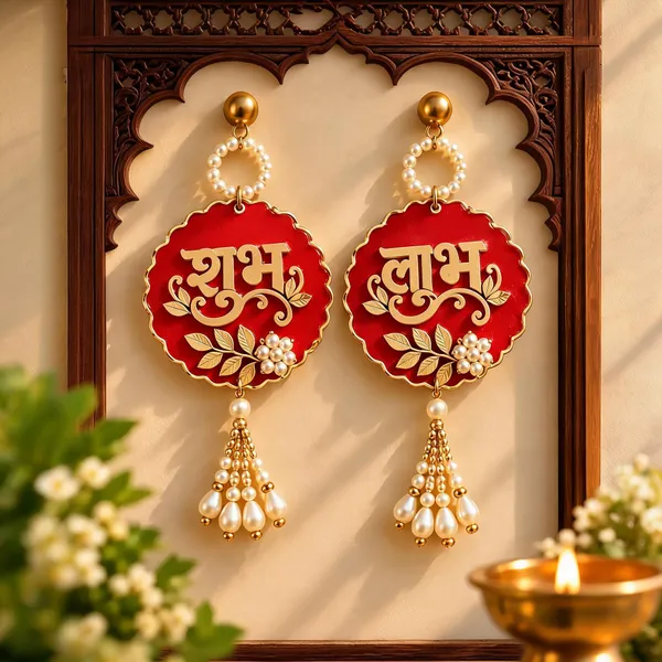 Red_Gold_Tone_Pearl_Shubh_Labh_Earrings_for_Women