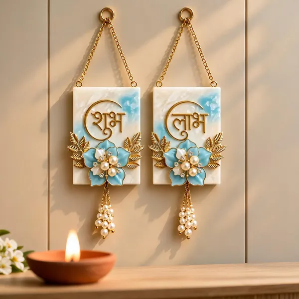Gold_Tone_Festive_Shubh_Labh_Floral_Wall_Hanging_Set