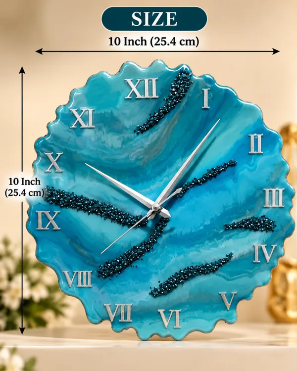 Luxury_Turquoise_Geode_Resin_Wall_Clock_with_Silver_Roman_Numbers_|_Premium_Handmade_Decorative_Clock