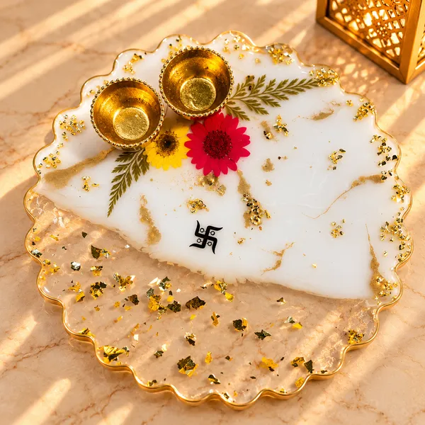 Handcrafted_Resin_Pooja_Thali_with_Real_Dried_Flowers_&_Gold_Flake_Design_–_Premium_Decorative_Thali_with_2_Diya_Holders_for_Pooja,_Diwali_&_Festive_Gifting